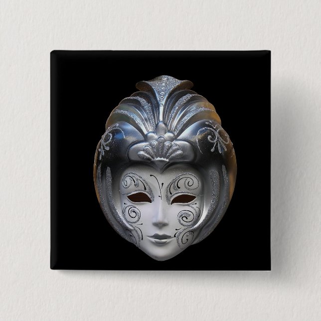 Bóton Quadrado 5.08cm Venetia Máscaras (Frente)