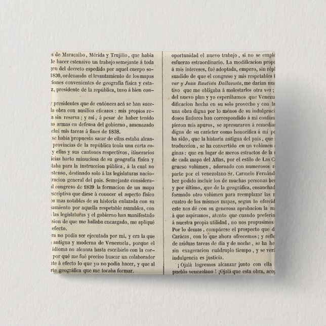 Bóton Quadrado 5.08cm Venezuela (Frente)