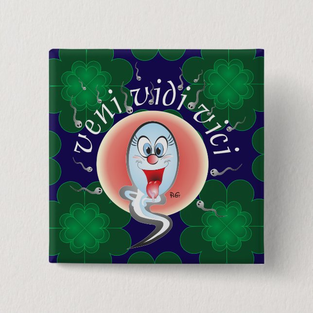 Bóton Quadrado 5.08cm veni vidi vici Button (Frente)