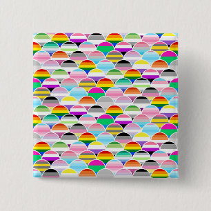 Bóton Quadrado 5.08cm Ventos de Leque da Bandeira do Orgulho LGBTQIA+ Qu