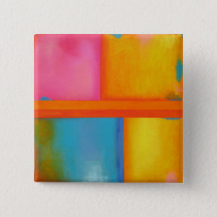 Bóton Quadrado 5.08cm VERÃO, SOL E MAR - Arte Abstrato azul-rosa
