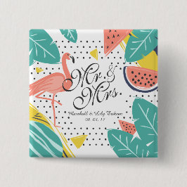 Bóton Quadrado 5.08cm Verão tropical personalizado que Wedding o botão
