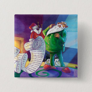 Bóton Quadrado 5.08cm Verifique duas vezes o Papai Noel