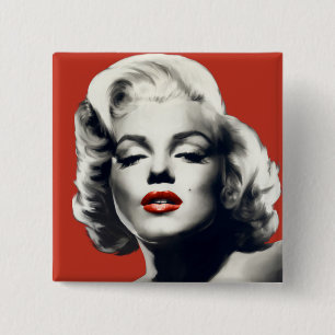 Bóton Quadrado 5.08cm Vermelho nos lábios vermelhos Marilyn