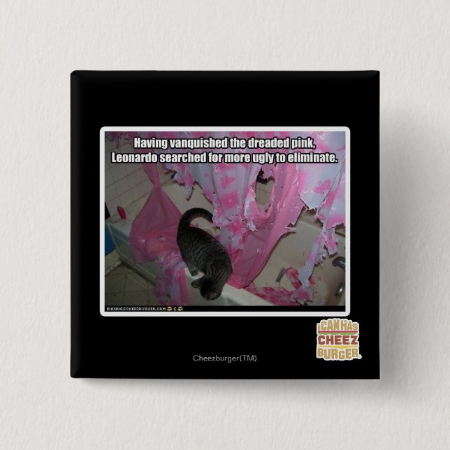 Bóton Quadrado 5.08cm Vestido o pavoroso rosa (Frente)