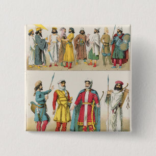 Bóton Quadrado 5.08cm Vestido persa, de "do der Voelker Trachten", 1864