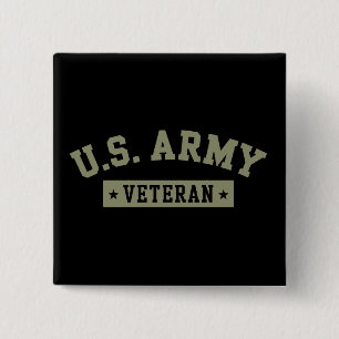Bóton Quadrado 5.08cm Veterano do Exército dos EUA Bandeira Americana Am