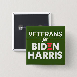 Bóton Quadrado 5.08cm Veteranos para Biden Harris Texto Personalizado Ve