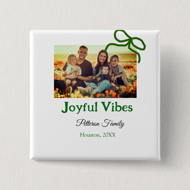 Bóton Quadrado 5.08cm Vibes, alegres arcos verdes, adicionam o nome da f (Frente)