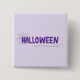 Bóton Quadrado 5.08cm Víblias de Halloween roxas com Design de Broom Whi