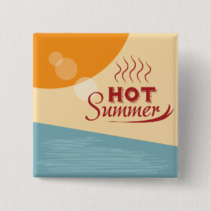 Bóton Quadrado 5.08cm Vibrações Vintage de Verão Quente e Retrô