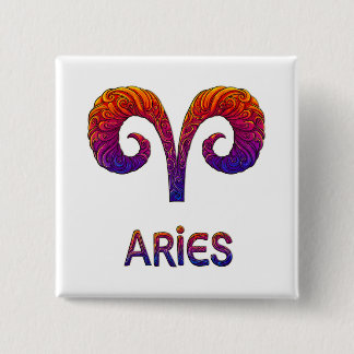 Bóton Quadrado 5.08cm Vibrant Colorful Aries Zodiac Square Button/Magnet