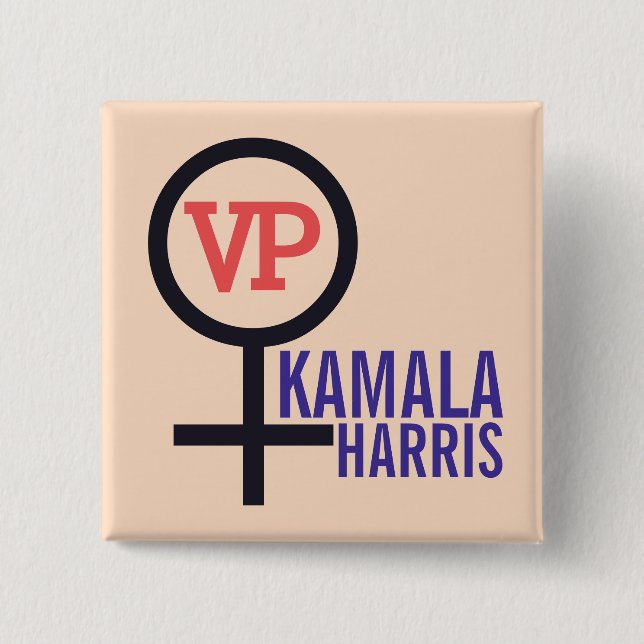 Bóton Quadrado 5.08cm Vice-Presidente Kamala Harris VP (Frente)