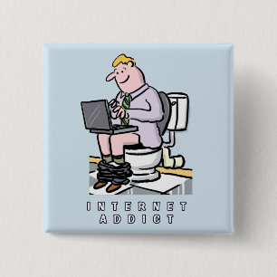 Bóton Quadrado 5.08cm Vício de computadores, Internet e Mídia Social