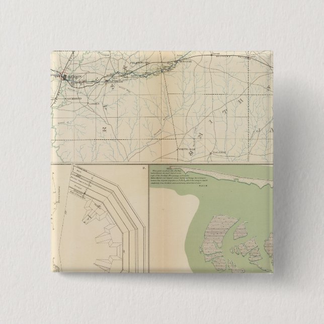 Bóton Quadrado 5.08cm Vicksburg Meridian, Srta. (Frente)