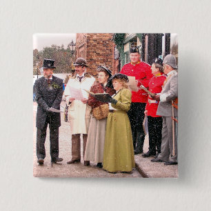 BÓTON QUADRADO 5.08CM VICTORIANO CHRISTMAS CAROL SINGERS