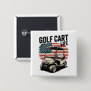 Bóton Quadrado 5.08cm Vida de Carrinho de Golfe Marido Jogador de Golfe