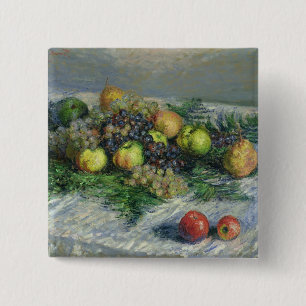 Bóton Quadrado 5.08cm Vida de Claude Monet ainda com peras e uvas