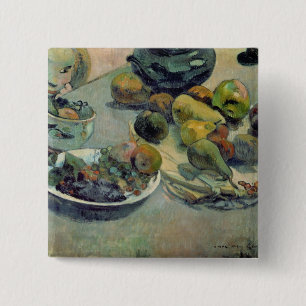 Bóton Quadrado 5.08cm Vida de Paul Gauguin   ainda com fruta, 1888