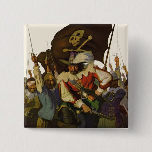 Bóton Quadrado 5.08cm Vida de Pirata Vintage ilustração de 1921