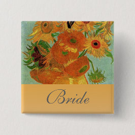 Bóton Quadrado 5.08cm Vida tranquila - Vase com doze girassóis, van Gogh