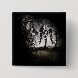 Bóton Quadrado 5.08cm Vignette da Gótico Sepia