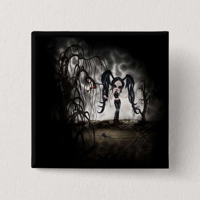 Bóton Quadrado 5.08cm Vignette da Gótico Sepia (Frente)