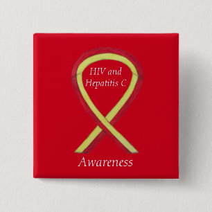 Bóton Quadrado 5.08cm VIH - Pinos de Fita de VHC - Sensibilização para