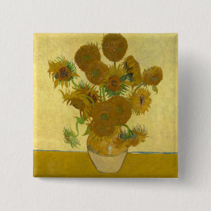 Bóton Quadrado 5.08cm Vincent Van Gogh 15 Sunflower Painting