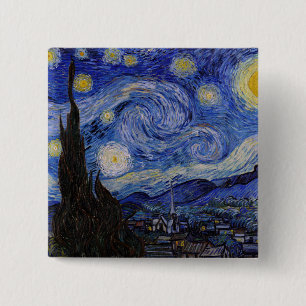 Bóton Quadrado 5.08cm Vincent Van Gogh - A noite estrelada