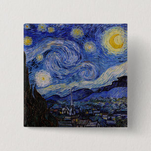 Bóton Quadrado 5.08cm Vincent Van Gogh - A Noite Estrelada