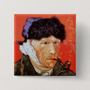 Bóton Quadrado 5.08cm Vincent Van Gogh - Autorretrato com a Orelha Corta