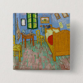 Bóton Quadrado 5.08cm Vincent Van Gogh Bedroom. Impressionismo arte de s
