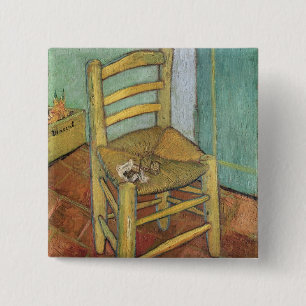 Bóton Quadrado 5.08cm Vincent van Gogh cadeira de Vincent, 1888