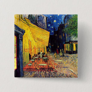 Bóton Quadrado 5.08cm Vincent Van Gogh - Café Terrace À Noite Bons Art