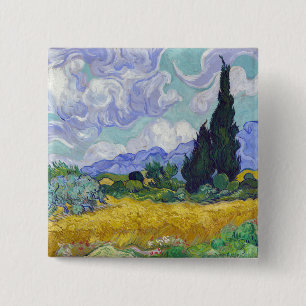 Bóton Quadrado 5.08cm Vincent Van Gogh - Campo de Trigo com Cipras
