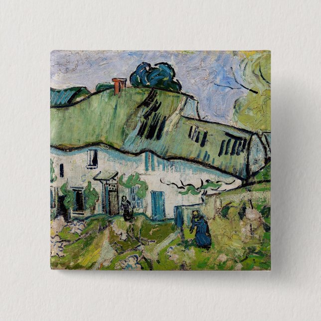 Bóton Quadrado 5.08cm Vincent van Gogh - Farmhouse com Dois Números (Frente)