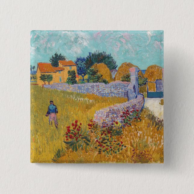 Bóton Quadrado 5.08cm Vincent van Gogh - Farmhouse in Provence (Frente)