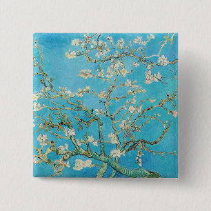 Bóton Quadrado 5.08cm Vincent van Gogh - Flor de Amendoeira