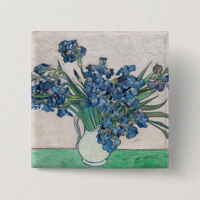 Bóton Quadrado 5.08cm Vincent van Gogh - Íris (Frente)