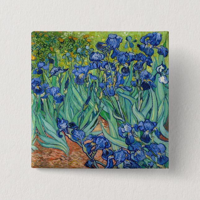 Bóton Quadrado 5.08cm Vincent Van Gogh - Íris (Frente)