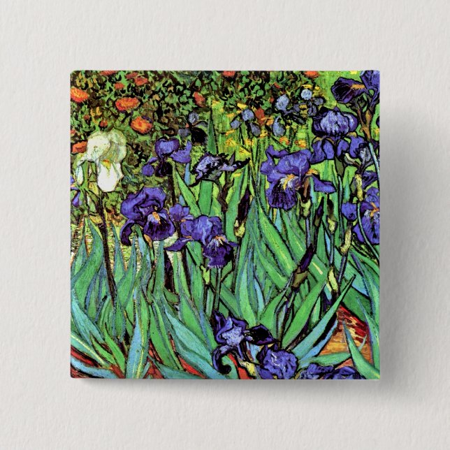 Bóton Quadrado 5.08cm Vincent Van Gogh - Irrisões - Flor Lover Belas Art (Frente)