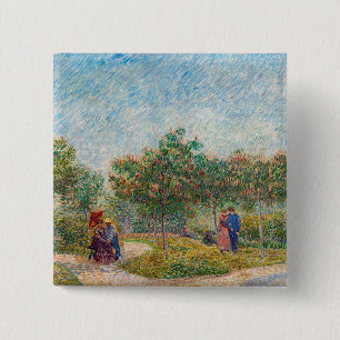 Bóton Quadrado 5.08cm Vincent van Gogh - Jardim em Montmarte com Amantes