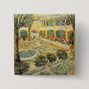 Bóton Quadrado 5.08cm Vincent van Gogh o jardim do asilo em Arles