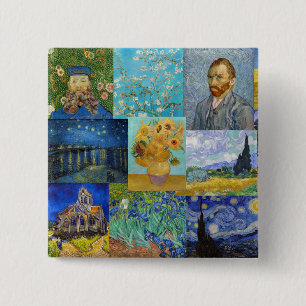 Bóton Quadrado 5.08cm Vincent Van Gogh - Obras-primas