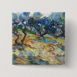 Bóton Quadrado 5.08cm Vincent van Gogh - Oliveiras: Céu azul-claro