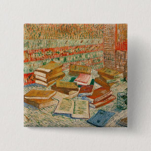 Bóton Quadrado 5.08cm Vincent van Gogh os livros amarelos, 1887