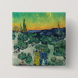 Bóton Quadrado 5.08cm Vincent van Gogh - Paisagem lunática com Casal