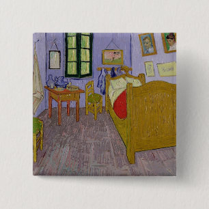Bóton Quadrado 5.08cm Vincent van Gogh quarto de Van Gogh em Arles