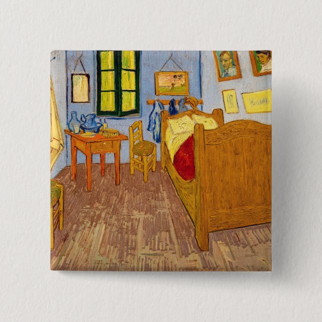Bóton Quadrado 5.08cm Vincent van Gogh - Quarto de Vincent em Arles (Frente)